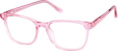 Match your little one's glasses with their personality in these adorable kids' square glasses. Made from glossy hand-polished acetate the stylish eyeglasses is lightweight and sturdy with slim temple arms. | Zenni Kids Square Prescription Eyeglasses Pink Plastic Cute Prescription Glasses, Kawaii Glasses Frames, Pink Y2k Glasses, Fake Glasses Pink, Kawaii Glasses, Aesthetic Trinkets, Pink Spectacles, Pink Square Glasses, Game Corner