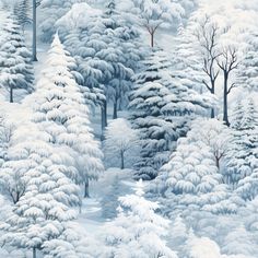 a painting of trees covered in snow