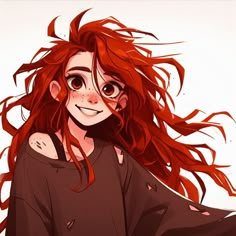 a red haired girl with long hair and big eyes