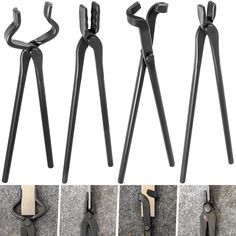 PRICES MAY VARY. 【Flat Tongs】-- Flat Tongs For 1/4 inch flat stock. The jaws of the pliers have a smooth surface that will not scratch the workpiece. Making the tongs lighter and easier to handle when working with smaller stock sizes. 【Blade Tongs】-- For flat stock sizes from 1/8'' to 3/8 '' thick and up to 1 3/4'' wide, making it easy to transition from forging to anvil. Designed for Knife-smiths these tongs will allow you to grip the knife in various positions when drawing out the blade. 【V Bi Forging Tongs, Blacksmith Tongs, Blacksmith Hammer, Forging Tools, Forging Knives, Hammer Tool, Blacksmith Forge, Blacksmith Tools, Truck Repair