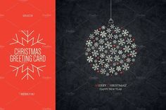 a christmas card with snowflakes hanging from a string on a red and black background