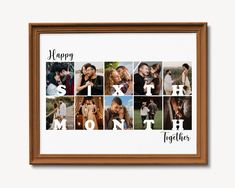 a family photo collage with the words happy sixth month together