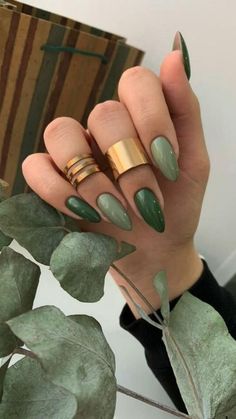 September Nails, October Nails, Green Nail