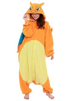 With this Pokémon Adult Charizard Kigurumi, you'll have everything you need to become your dream Pokémon. Whether you're heading to a relaxing slumber or off to a costume party you'll stay comfortable in this soft poly-fleece onesie complete with Charizards bright teal wings. The facial features of Charizard are embroidered on the hood and finished with soft-sculpted ears to guarantee you look just like the grand, fiery lizard. Fire Pokemon, Pokemon Dragon, Stylish Pajamas, Animal Onesie, Pokemon Charizard, Costumes Halloween, Costume Halloween