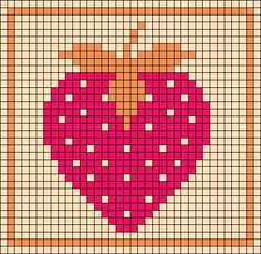 a cross stitch pattern with an orange and pink heart