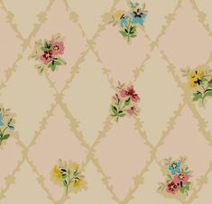 a wallpaper with flowers on it in pink, yellow and blue colors is shown