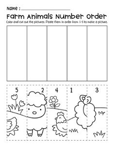 farm animals number order worksheet