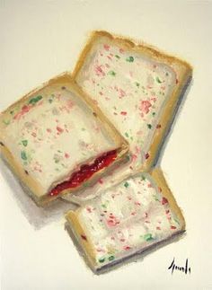 two pieces of cake with white frosting and sprinkles on them, one is cut in half