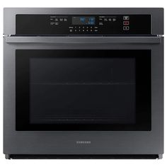 the oven is built into the wall and has an electronic display on it's side