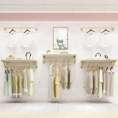 an image of a clothing store setting with clothes on racks