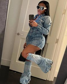 Erna Denim Dress Set FancySticated Cute Birthday Outfits, Trendy Denim, Denim Mini Dress, Baddie Outfits Casual, Cute Simple Outfits, Washed Denim, Lookbook Outfits, Casual Denim