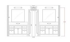 a drawing of the front and back doors of a bathroom