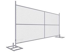 a white chain link fence with two posts on each side and one pole attached to the other