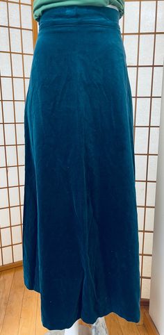 "Yummy! Teal blue velvet -- so so so pretty!  This vintage 1970s piece is a long teal blue velvet \"maxi\" skirt aka ankle skirt aka long skirt.  It has a really flattering cut to it -- drapes down from the waist in a feminine, flattering way without being matronly. It's not bulky or poufy but has just enough elegant volume to be comfy walking and moving freely in it.  This piece would looks great with any fit but especially looks wonderful with these styles:  Steampunk / Cottagecore / Edwardian / Victorian / Boho / Hippie / Shabby Chic / Festival / Neo Hippie / Goth  This skirt works perfectly for day or evening, for work and play, casual or formal wear. Very versatile piece!   Excellent condition.  Vintage tag size 5/6. Probably closest to a modern XS-S.  Please see measurements before b Steampunk Cottagecore, Ankle Skirt, Skirt Cottagecore, Victorian Boho, Hippie Goth, Goth Skirt, Steampunk Festival, Etiquette Vintage, Egyptian Scarab