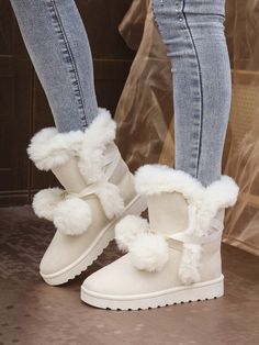 2024 Autumn/Winter New Fluffy Lined Warm Beige Women Snow Boots, Fashionable Flat Shaft Short Boots, Outdoor Warm Boots Beige Y2K        Women Shoes, size features are:Bust: ,Length: ,Sleeve Length: Mens White Boots, Beige Y2k, White Snow Boots, Travel Boots, Boots Beige, Y2k Women, Denim Shoulder Bags, Warm Beige, Mens Snow Boots