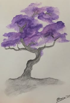 a drawing of a tree with purple leaves