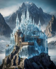 a castle made out of ice on top of a mountain