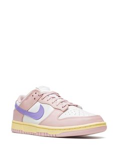 Nike Dunk Low “Pink Oxford” Sneakers - Farfetch Nike Sneakers With Rubber Sole And Round Toe, Pink Basketball Shoes With Gum Sole For Streetwear, Pink Sneakers With Contrast Sole For Streetwear, Nike Sneakers With Contrast Sole And Round Toe, Nike Sneakers With Contrast Sole, Nike Low-top Sneakers With Contrast Sole, Pink Low-top Basketball Shoes With Gum Sole, Pink High-top Sneakers With Vulcanized Sole, Pink Sports Platform Sneakers With Rubber Sole