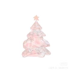 a drawing of a pink christmas tree with a star on it's top, against a white background