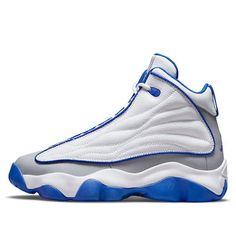 (GS) Air Jordan Pro Strong 'White Hyper Royal' DC7911-104 (SNKR/Retro/Basketball) Retro Basketball, Jordan Shoes Retro, Kicks Shoes, Shoes Retro, Air Jordan Shoes, Jordan Shoes, Air Jordan, Air Jordans, Jordan