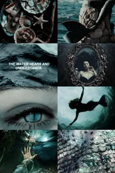 an image of mermaids in the water with words above them that read,'the water has and underhands '