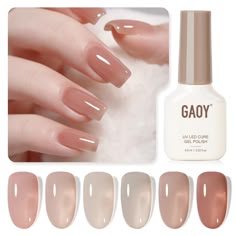 Clear Nude Nail Polish, Tan Jelly Nails, Basic Colors Nails, Soft Summer Nail Polish Colors, Sheer Nude Nails, Fall Gel Manicure, Rose Gold Gel Polish, Mommy Nails, Best Nude Nail Polish