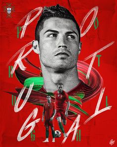 a painting of a soccer player in red and green with the words portugal on it