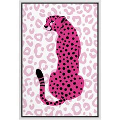 a pink and black cheetah print on a white background, with the word leopard in