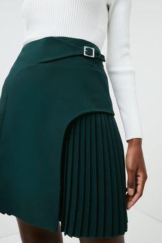 Embrace The New Season'S Nostalgic Mood With The Skirt Silhouette Of Choice - The Mini Kilt. Taking Style Notes From The Traditional Staple, It'S Designed For A Clean, Modern Look, And Comes With An Asymmetric Wrap-Over Front, Pleated Panels And A Buckle Fastening.Style: Mini Skirtdesign: Plainfabric: Wovenlength: Mini Wardrobe Revamp, Skirt Collection, Panel Skirt, Soft Gamine, Paneled Skirt, Tailored Design, Asymmetrical Skirt