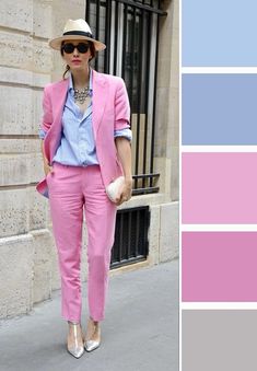 Blush Pink Color Combinations, Pink Color Combinations, Wardrobe Color Palette, Digital Fashion Design, Basics Wardrobe, Pink Color Combination, Colour Blocking Fashion