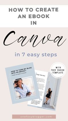 the book cover for how to create an ebook in 7 easy steps, with text overlay