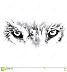 an animal's eyes are drawn in black and white, with the background made up of