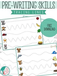 free printable worksheet for pre - writing skills including trace lines and pictures