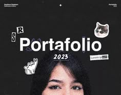 a woman with long black hair is featured on the cover of a magazine called portaffolio