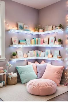 a living room filled with lots of furniture and bookshelves on top of shelves