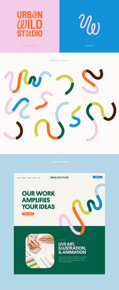 three banners with different colors and shapes on the same page, one for each other