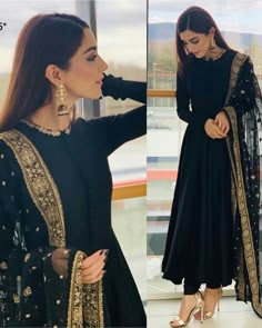 Black Pakistani Dress, Traditional Indian Outfits, Indian Gowns Dresses, Trendy Dress Outfits, Designer Party Wear Dresses, Stylish Party Dresses