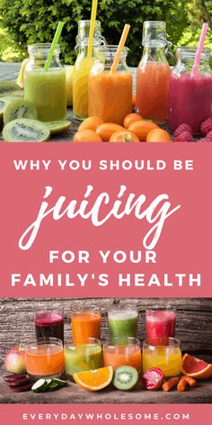 the words why you should be juiceing for your family's health are shown