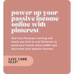 a pink background with the words power up your passive home online with pinterest