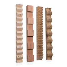 three different types of wooden blocks stacked on top of each other