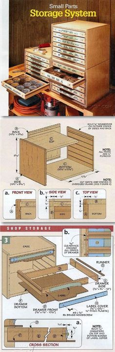 Woodshop Ideas, Drill Storage, Small Parts Storage, Plan Garage, Parts Storage, Hantverk Diy, Lumber Storage, Wood Craft Projects, Workbench Plans