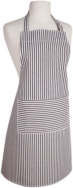 a black and white striped apron on a mannequin