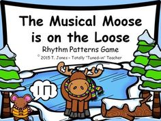 the musical moose is on the loose with an image of reindeers and snow covered trees