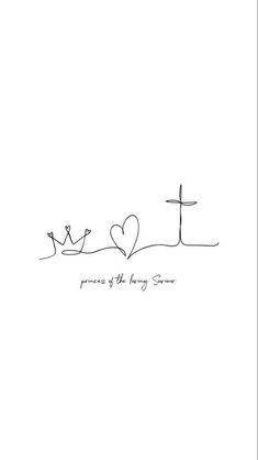 a cross and two hearts with the words princess of the rosary written in black ink