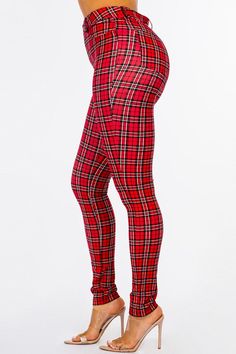 These classic red plaid print pants are a definite DO! The fit and stretch are superb. Be sure to grab yours today. 68% rayon 27% nylon 5% spandex color may vary slightly due to monitor resolution Jeans On Jeans, Red Plaid Pants, Print Pants, Plaid Pants, Plaid Print, Printed Pants, Red Plaid, New Look, Capri Pants