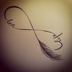 an artistic tattoo design with the word love and an arrow on it's side