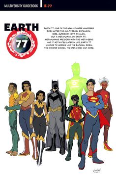 an image of the cover to earth seven, with many different superheros standing together