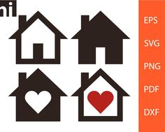 houses with hearts svg cut file