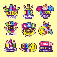 children's arts and crafts logo set