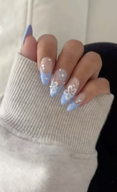 Summery Nails, Girly Acrylic Nails, Beach Nails, Pretty Acrylic Nails, Short Acrylic Nails, Best Acrylic Nails, Flower Nails, Cute Acrylic Nails